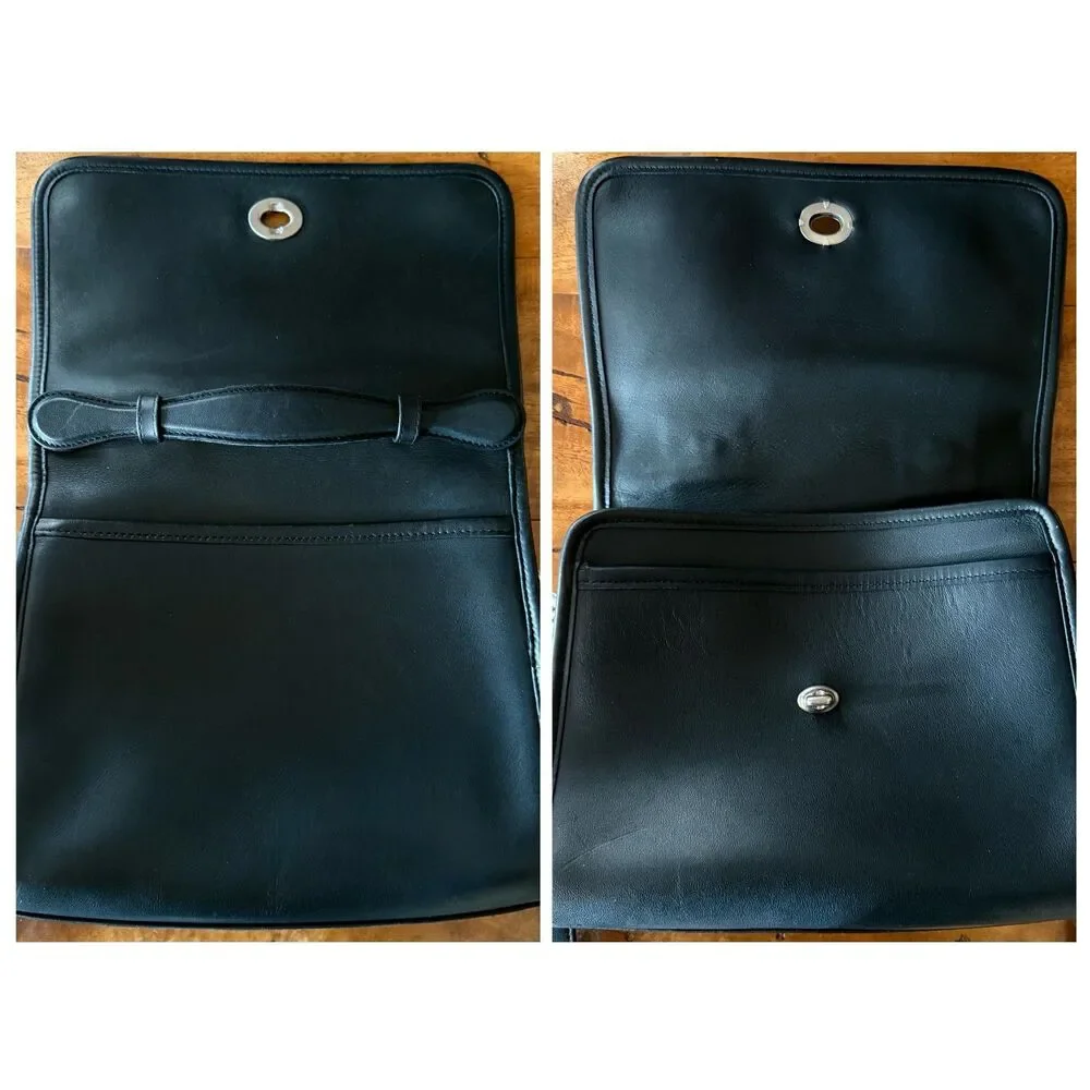 Vintage Coach Court Bag 9870 Crossbody Satchel — Black Glove-Tanned Leather - Picture 10 of 14